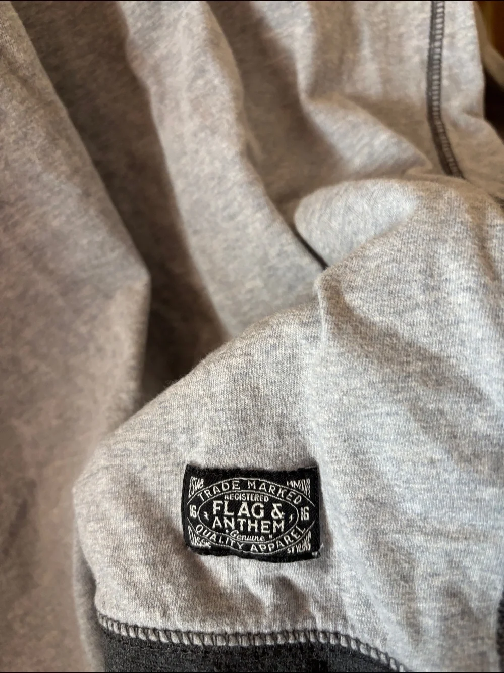 Flag and Anthem Two-Tone Gray Crewneck Raglan Long Sleeve Shirt XXL